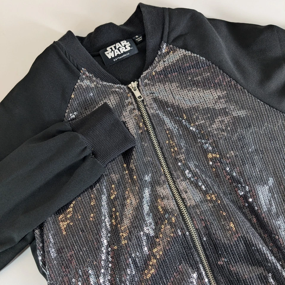 Star Wars Rogue One Women's S Small Sequined Black Lightweight Bomber Jacket - Image 1 of 4