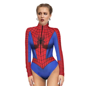 Spider-man Superhero Jumpsuit Cosplay Long Sleeve Swimsuit Cos Costume One Piece - Picture 1 of 19