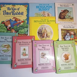 9 Beatrix Potter Book Lot Peter Rabbit Benjamin Bunny Nutkin Moppet Tiggy Fisher - Picture 1 of 8