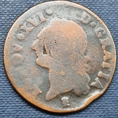 Moneda Francesa Cobre Francia Luis XVI + Escudo de los años 1700 #89000 Foto 1 de 2