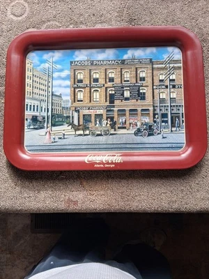 Coca Cola | Vintage Red Serving Tray | Jacobs Pharmacy | Atlanta Georgia | 1995  - Image 1 of 2