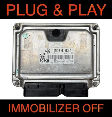 2006-2007 VW Jetta Rabbit 2.5 Manual Engine Computer ECU 07K906032T PROGRAMMED - Image 1 of 4
