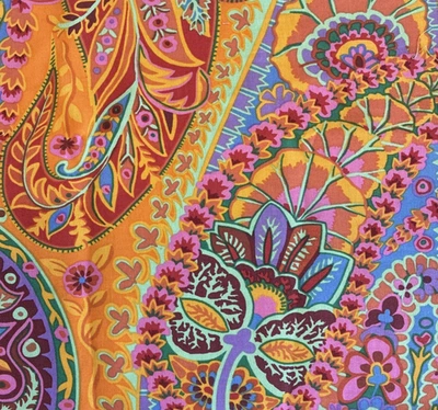 1/4 YD - Kaffe Fassett Collective 'Paisley Jungle' Orange 10"X44" - Image 1 of 4