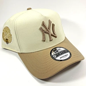 New Era New York Yankees Cream Wheat Exclusive 9FORTY A-Frame Snapback Hat Cap - Picture 1 of 9