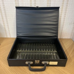 Vintage 1980s Audio Cassette Tape Storage Carry Case Holds 32 Black With Clasp - Picture 1 of 9