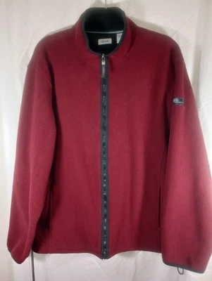 Chaqueta grande polar Izod para hombre cremallera completa rojo oscuro con acento negro PerformX Foto 1 de 4