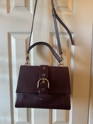 HENRI BENDEL Burgundy Riverside Top Handle Satchel Bag Crossbody - Image 1 of 4