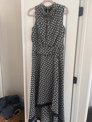 Karl Lagerfeld Paris Women's Sleeveless Dress, Size 12, Black With White Design. - Image 1 of 3