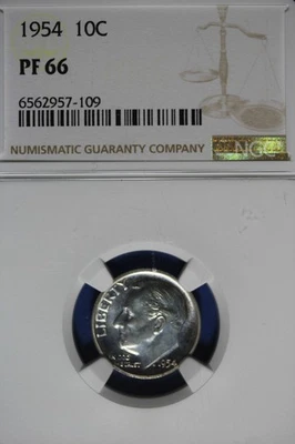 1954 NGC 10C PF66 ROOSEVELT DIME #B51260 - Image 1 of 2