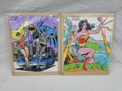 MUY RARO DC PLAYSKOOL ROMPECABEZAS DE MADERA WONDERWOMAN PARADISE BATMAN ROBIN BATIMÓVIL Foto 1 de 3