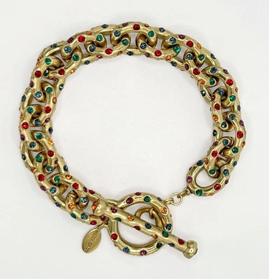 Brazalete de palanca de cadena de cristal en tono dorado y joya firmado por Heidi Daus NiBwT Foto 1 de 4