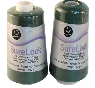 Coats SureLock Serger Thread Spools Spruce Green 100% Polyester 3000 Yards Each. - Image 1 of 4