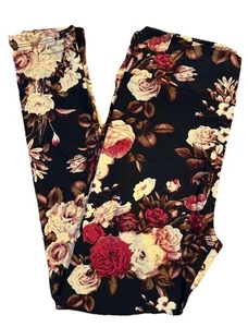 OS Lularoe Leggings Vintage Floral Roses On Black Size 2-10 NEW 628808 - Picture 1 of 4