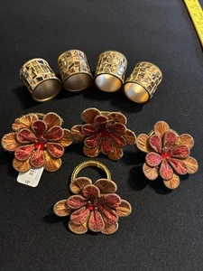 Pier 1 Serviettenringe Set verdrahtet Blumen und Buntglas (2 Sets à 4) - Bild 1 von 7