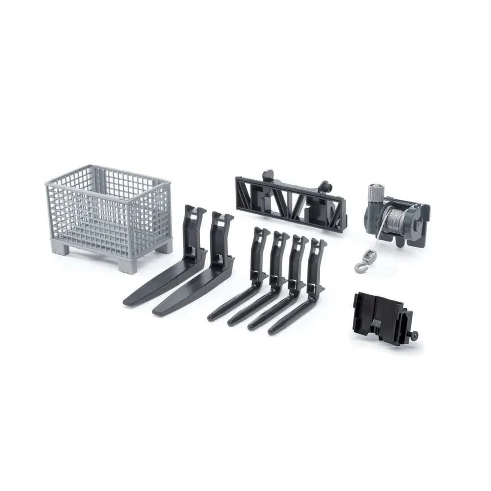 Juego de cabrestante de cable y horquilla de cargador frontal Bruder Toys escala 1:16 Foto 1 de 1