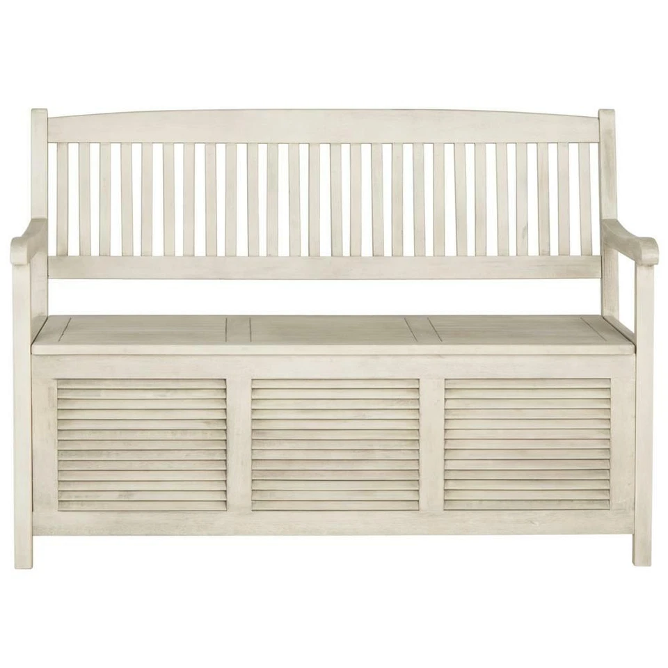 Safavieh BRISBANE 4 Ft. Storage Bench Distressed White