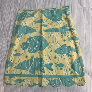 Lilly Pulitzer Girl’s Vintage Skirt Fish Print Yellow/Green size 14 - Picture 1 of 8