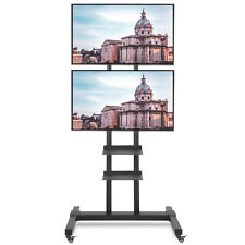 Dual Mobile 2-Shelf Rolling TV Stand with Wheels for 37-80 Inch TVs