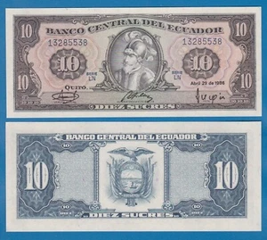 Ecuador 10 zuccheri P 121 1986 firma UNC 1 - Foto 1 di 1