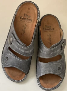 Finn Comfort Sandalen Sansibar Pantoletten grau silber US 7,5 - Bild 1 von 9