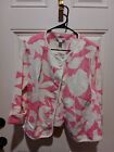 DRESS BARN WOMAN Pink And White Floral Jacket 3/4 Sleeve & Button front, Sz14W
