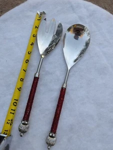 Pottery Barn Red Beaded Long Serving Spoon Set - Picture 1 of 7