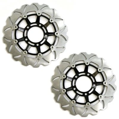 Par de discos de acero inoxidable ondulados freno delantero Rezo para Triumph Speed Four 600 02-05 Foto 1 de 4