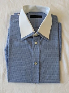 Brandolini Dress Shirt Medium Blue with White Contrast Collar/Cuffs Men's 15.5 - Picture 1 of 4
