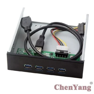 CY 5.25 Inch 4 Ports USB 3.0 Metal Front Panel USB Hub with 15 Pin SATA - Image 1 of 4