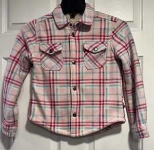 Girls Eddie Bauer Pink Plaid/Lined/Snap Button Closure Shirt-Jacket ~ Size 7/8 - Picture 1 of 6