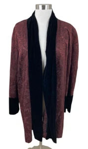 Whistles London Burgundy Brocade Velvet Open Jacket Vintage Romantic Size M - Picture 1 of 4