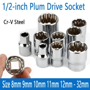 1/2-inch Drive Socket 8mm - 32mm Plum Shallow Socket, Cr-V Steel Metric HRC60 - Picture 1 of 10