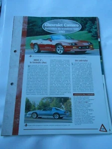 Chevrolet Camaro 1982 Fiche Technique Auto - Picture 1 of 2