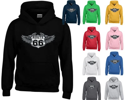 WINGS Route 66 UNISEX HOODIE Route Us 66 Sweatshirt Get Your Kick On Route 66  - Image 1 of 2