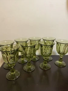 IMPERIAL OLD WILLIAMSBURG GREEN WATER GOBLETS SET OF EIGHT - Picture 1 of 5