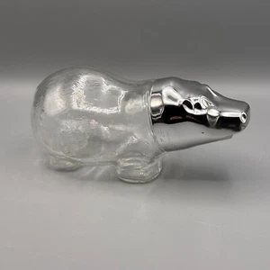 Vintage Glass Hippo Shaped Nut Candy Dispenser Metal Lid 7.5” - Picture 1 of 7