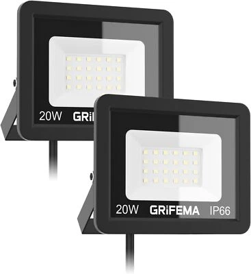 LED Floodlight Outdoor Energy Efficient Waterproof 2200LM 6500K Cool White 2 PCS - Image 1 of 4