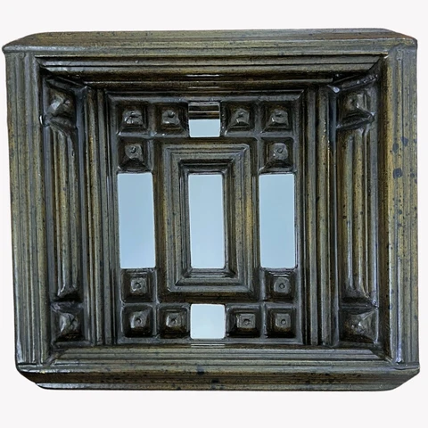 RARE Sid Birnbaum Signed 1966 Vintage Mid-Century Modern MCM Cubism Wood Mirror Cover