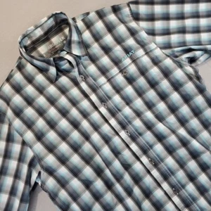 Ariat Tek Herren Hemd Heat Serie türkis Madras kariert Knopfleiste Kurzarm Small - Bild 1 von 7
