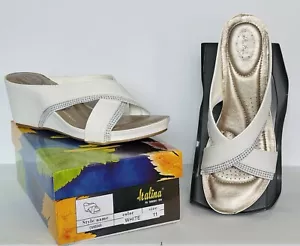 Italina Wedge Sandal White Summer Rio Rhinestone Platform Size 11 New In Box - Picture 1 of 17