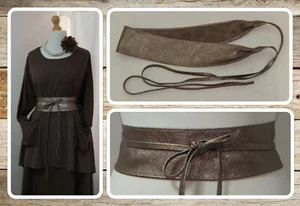 BNWT, QUIRKY, LAGENLOOK, GENUINE LEATHER, BRONZE-COLOUR, ITALIAN, OBI, SASH BELT - Picture 1 of 13