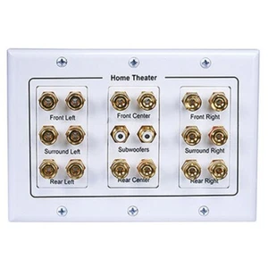 8.2 Surround Sound Speaker Wall Plate 3-Gang Banana Binding Post Home Theater - Picture 1 of 5