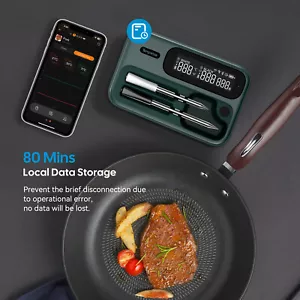 Wireless BBQ Thermometer Wifi 5G Bluetooth Outdoor Cooking Grill Probes TNT-12BW - Picture 1 of 14