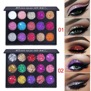 US Glitzer Lidschatten 15 Farben Matt Make-up Kit Schimmer Lidschatten Pulver Palette - Bild 1 von 12