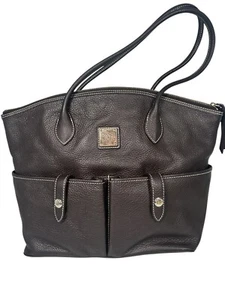 DOONEY & BOURKE Bag Womens Pebble Grain Leather Short Handle Tote Dark Brown - Picture 1 of 15