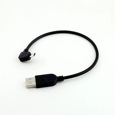 Right Angle Micro USB 5Pin Male to USB 2.0 A Male Data Charge Adapter Cable 25cm - Image 1 of 4