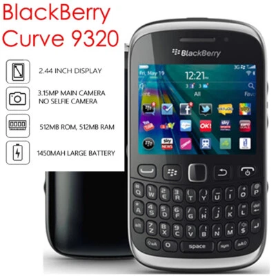 Original BlackBerry Curve 9320 Unlocked HSDPA/GSM 2G 512MB ROM QWERTY Cellphone - Image 1 of 4