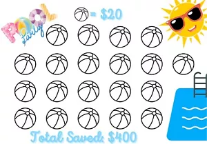 Summer Savings/Pool Party Cash Money Saving Challenge Envelope - Picture 1 of 6