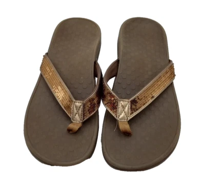 Sandalias para mujer Vionic Tide con tecnología Orthaheel lentejuelas bronce talla 11 Foto 1 de 4