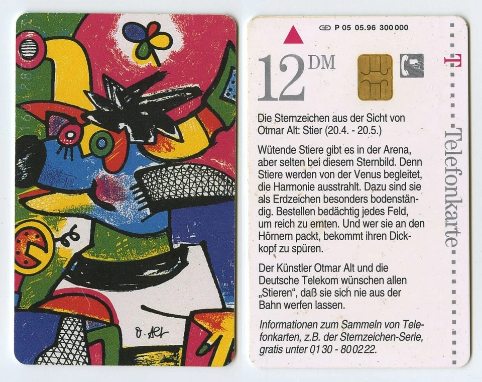 118743 - Otmar Alt: Stier / Sternzeichen - alte Telefonkarte - Bild 1 von 1
